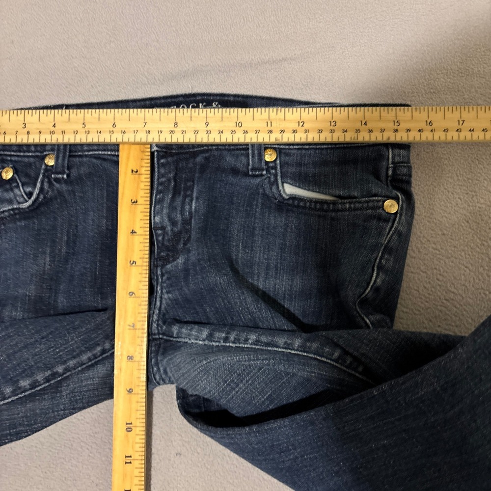 Rock & Republic Womens 28 Dark Wash Flare Low Rise Jeans Grunge Denim Y2K Chic - Picture 3 of 7